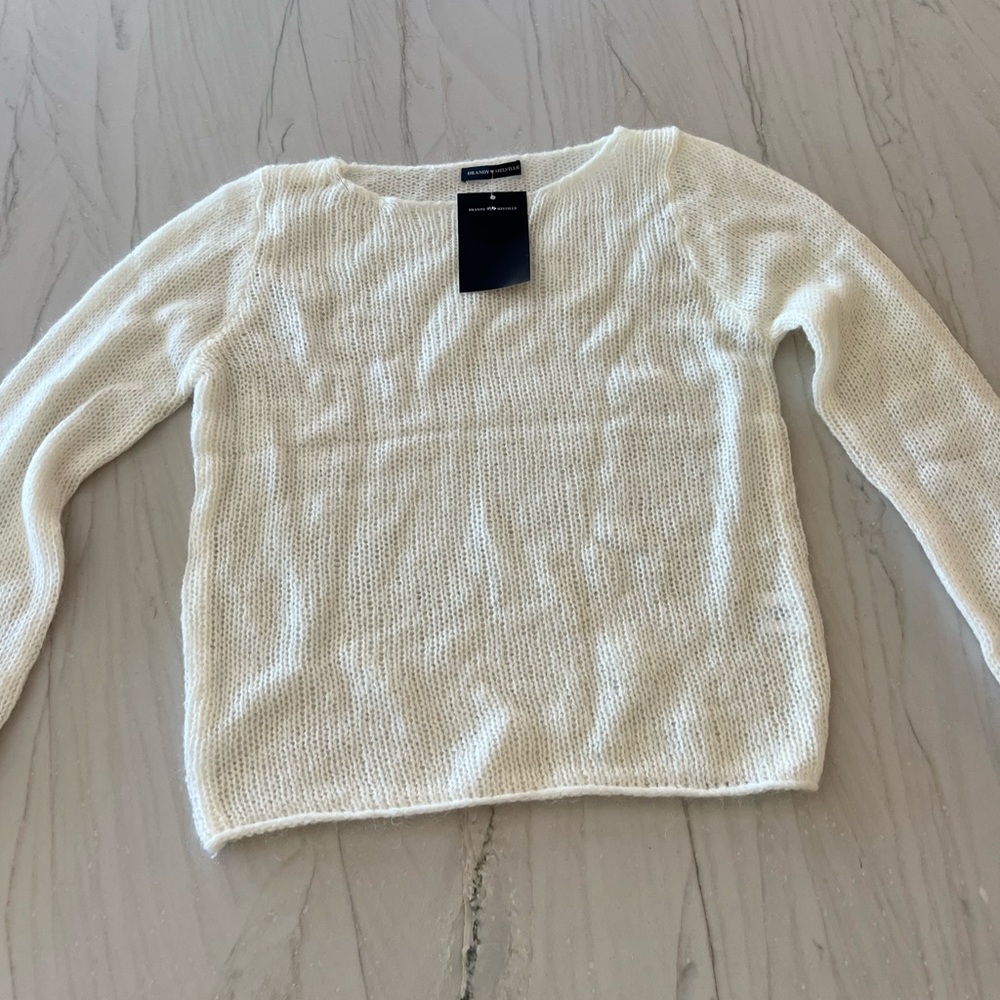 John Galt White Sheer Knit Sweater